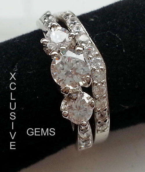 SPECIAL!!*LOCALLY IN STOCK* STERLING SILVER SIMULATED DIAMOND WEDDING RING SET